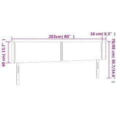 Vidaxl LED posteljno vzglavje modro 203x16x78/88 cm blago