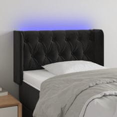 Vidaxl LED posteljno vzglavje črno 83x16x78/88 cm žamet