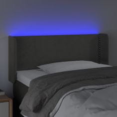 Vidaxl LED posteljno vzglavje temno sivo 83x16x78/88 cm žamet