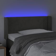 Vidaxl LED posteljno vzglavje temno sivo 83x16x78/88 cm žamet