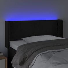 Vidaxl LED posteljno vzglavje črno 103x16x78/88 cm žamet