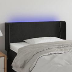 Vidaxl LED posteljno vzglavje črno 93x16x78/88 cm žamet