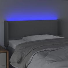 Vidaxl LED posteljno vzglavje svetlo sivo 93x16x78/88 cm blago