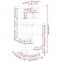 Vidaxl Mačje drevo s praskalniki iz sisala krem 162 cm