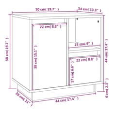 Vidaxl Nočna omarica 2 kosa črna 50x34x50 cm trdna borovina