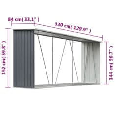 shumee Vrtna lopa iz pocinkanega jekla 330x84x152 cm siva