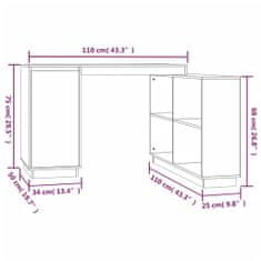 Vidaxl Pisalna miza 110x50x75 cm trdna borovina