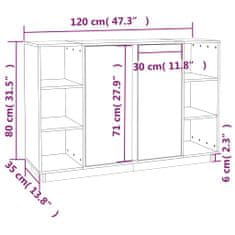 Vidaxl Komoda 120x35x80 cm trdna borovina