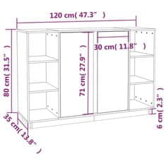 Vidaxl Komoda 120x35x80 cm trdna borovina