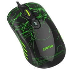 Crono CM636G/Laser/3 200 DPI/Wireless USB/Black-Green