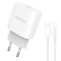 DUDAO A8SEU polnilnik USB-C 20W + kabel USB-C / Lightning, bela