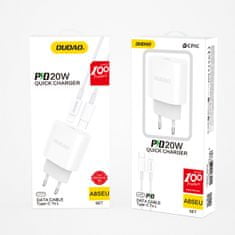 DUDAO A8SEU polnilnik USB-C 20W + kabel USB-C / Lightning, bela