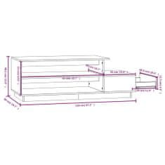 Vidaxl Klubska mizica siva 120x50x40,5 cm trdna borovina