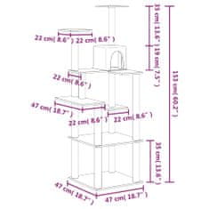 Vidaxl Mačje drevo s praskalniki iz sisala krem 153 cm
