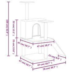 Vidaxl Mačje drevo s praskalniki iz sisala krem 109 cm