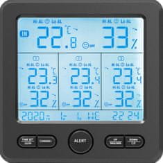 NEW Brezžična vremenska postaja z alarmom LCD 3 senzorji