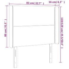 Vidaxl LED posteljno vzglavje sivo 83x16x118/128 cm umetno usnje