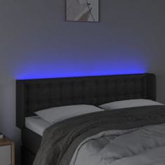 Vidaxl LED posteljno vzglavje črno 147x16x78/88 cm umetno usnje