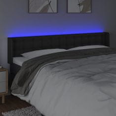 Vidaxl LED posteljno vzglavje črno 183x16x78/88 cm umetno usnje