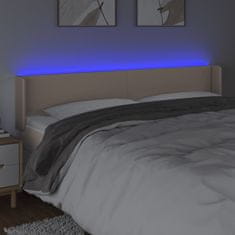 Vidaxl LED posteljno vzglavje kapučino 203x16x78/88 cm umetno usnje