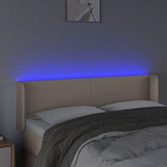 Vidaxl LED posteljno vzglavje kapučino 147x16x78/88 cm umetno usnje