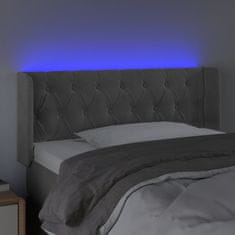 Vidaxl LED posteljno vzglavje svetlo sivo 93x16x78/88 cm žamet