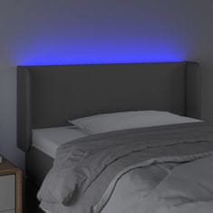 Vidaxl LED posteljno vzglavje sivo 83x16x78/88 cm umetno usnje