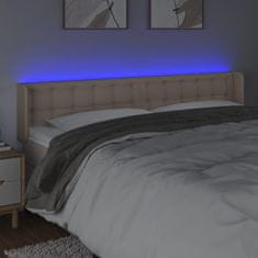 Vidaxl LED posteljno vzglavje kapučino 203x16x78/88 cm umetno usnje