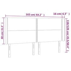 Vidaxl LED posteljno vzglavje sivo 163x16x118/128 cm umetno usnje