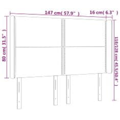 Vidaxl LED posteljno vzglavje sivo 147x16x118/128 cm umetno usnje