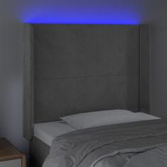 Vidaxl LED posteljno vzglavje svetlo sivo 93x16x118/128 cm žamet