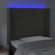 Vidaxl LED posteljno vzglavje svetlo sivo 103x16x118/128 cm žamet