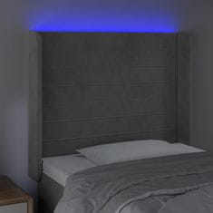 Vidaxl LED posteljno vzglavje svetlo sivo 103x16x118/128 cm žamet