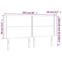 Vidaxl LED posteljno vzglavje črno 203x16x118/128 cm blago