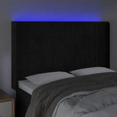 Vidaxl LED posteljno vzglavje črno 147x16x118/128 cm žamet