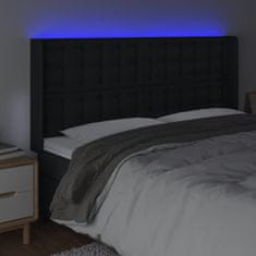 Vidaxl LED posteljno vzglavje črno 163x16x118/128 cm umetno usnje