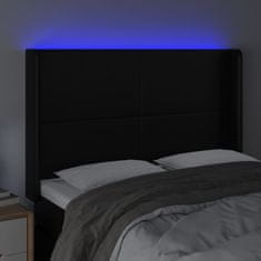 Vidaxl LED posteljno vzglavje črno 147x16x118/128 cm umetno usnje