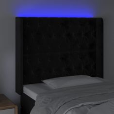 Vidaxl LED posteljno vzglavje črno 103x16x118/128 cm žamet