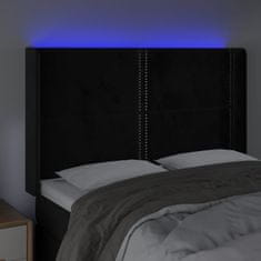 Vidaxl LED posteljno vzglavje črno 147x16x118/128 cm žamet