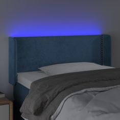 Vidaxl LED posteljno vzglavje temno modro 83x16x78/88 cm žamet