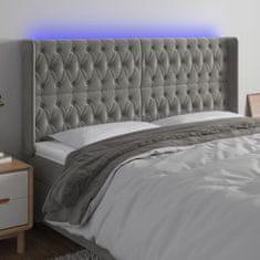 Vidaxl LED posteljno vzglavje svetlo sivo 183x16x118/128 cm žamet