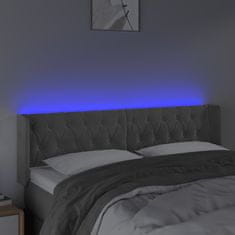 Vidaxl LED posteljno vzglavje svetlo sivo 163x16x78/88 cm žamet