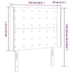 Vidaxl LED posteljno vzglavje sivo 103x16x118/128 cm umetno usnje