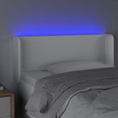 Vidaxl LED posteljno vzglavje belo 83x16x78/88 cm umetno usnje