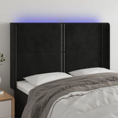 Vidaxl LED posteljno vzglavje črno 147x16x118/128 cm žamet