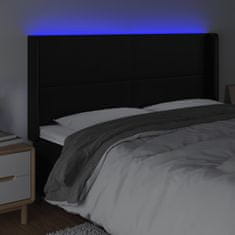 Vidaxl LED posteljno vzglavje črno 183x16x118/128 cm umetno usnje