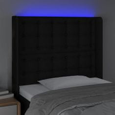 Vidaxl LED posteljno vzglavje črno 93x16x118/128 cm blago