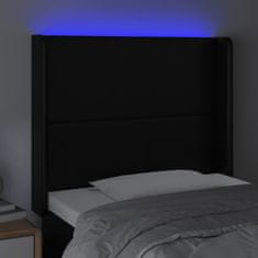 Vidaxl LED posteljno vzglavje črno 103x16x118/128 cm umetno usnje