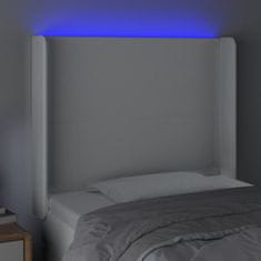 Vidaxl LED posteljno vzglavje belo 103x16x118/128 cm umetno usnje