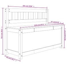 Vidaxl Klop črna 110x41x76,5 cm trdna borovina